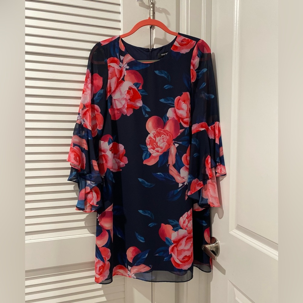 Nine West blue and pink floral dress